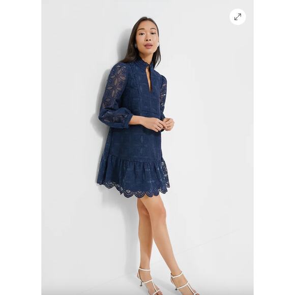 Tuckernuck Navy Organza Palmerston Dress Sz M - Picture 6 of 11